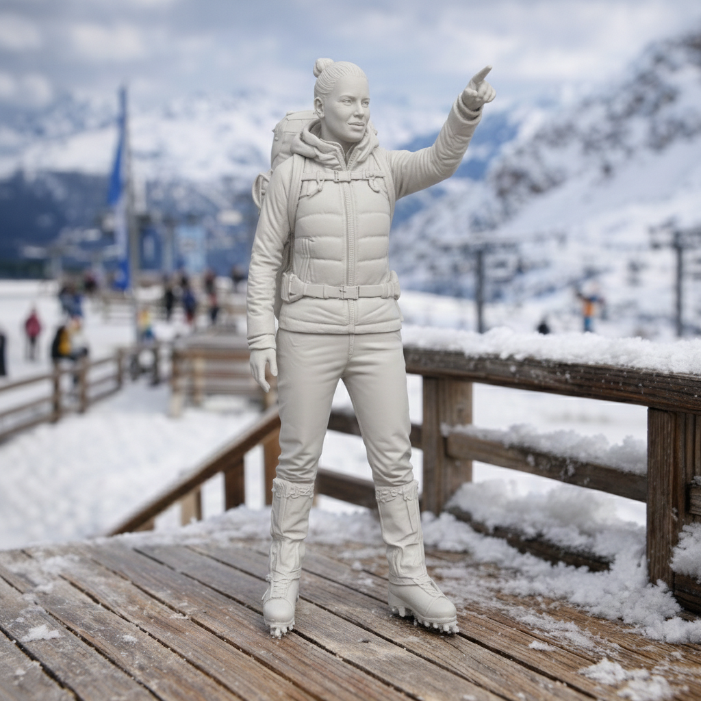 Elite Mountain Guide Pointing to Summit | Resin Figurine