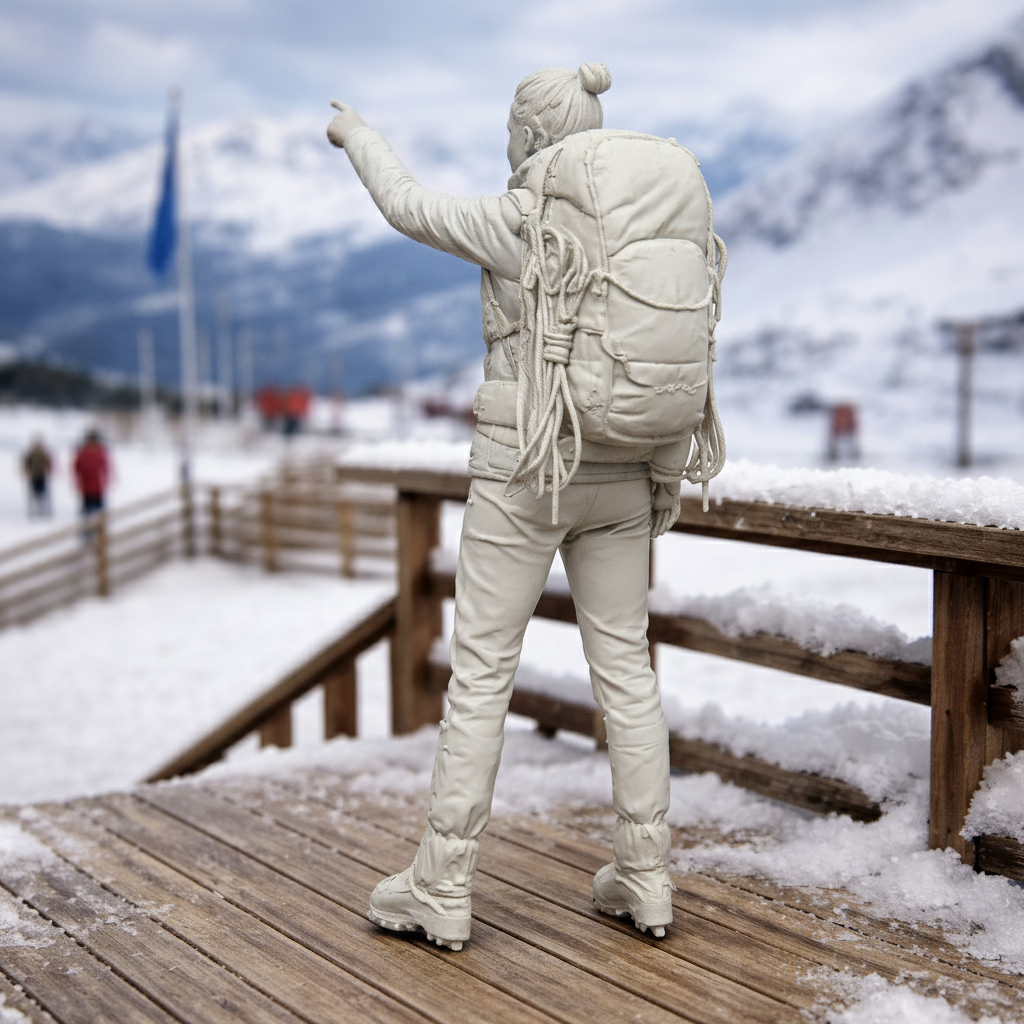 Elite Mountain Guide Pointing to Summit | Resin Figurine