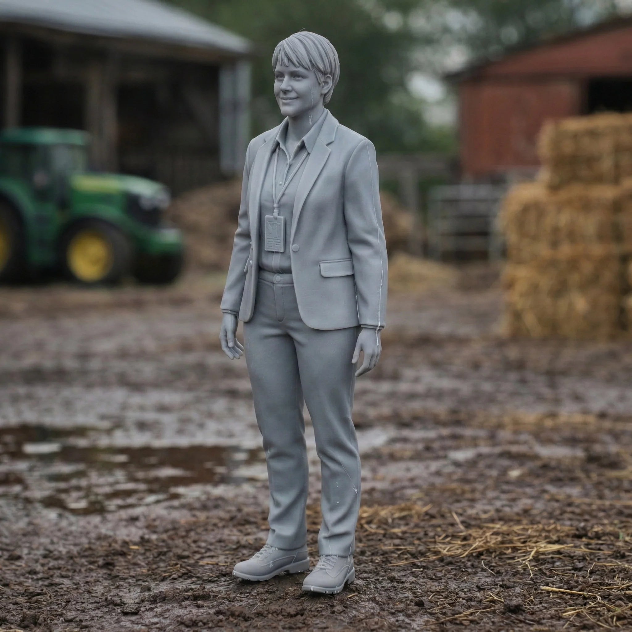 Farm Inspector in Smart-Casual Duty Wear | Scale Resin Farm Diorama Figurine