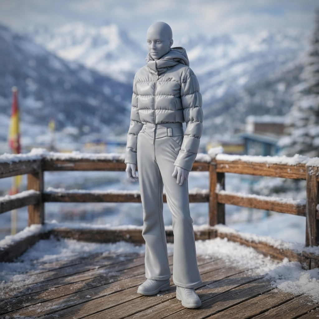 Avant-Garde Tourist in Cropped Puffer | Resin Figurine