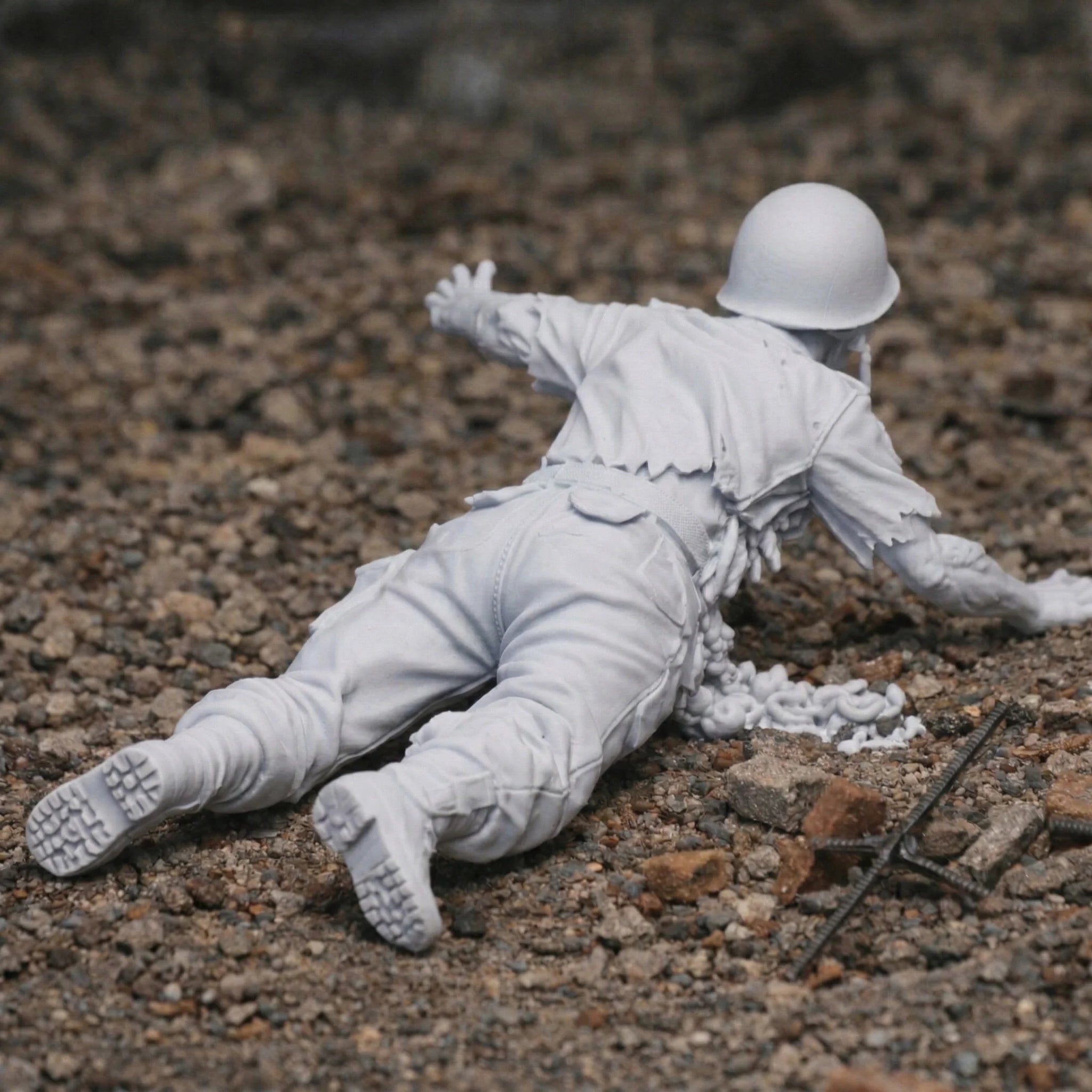 Resin Injured Zombie Soldier Figurine | Scaled Resin Diorama Figurine