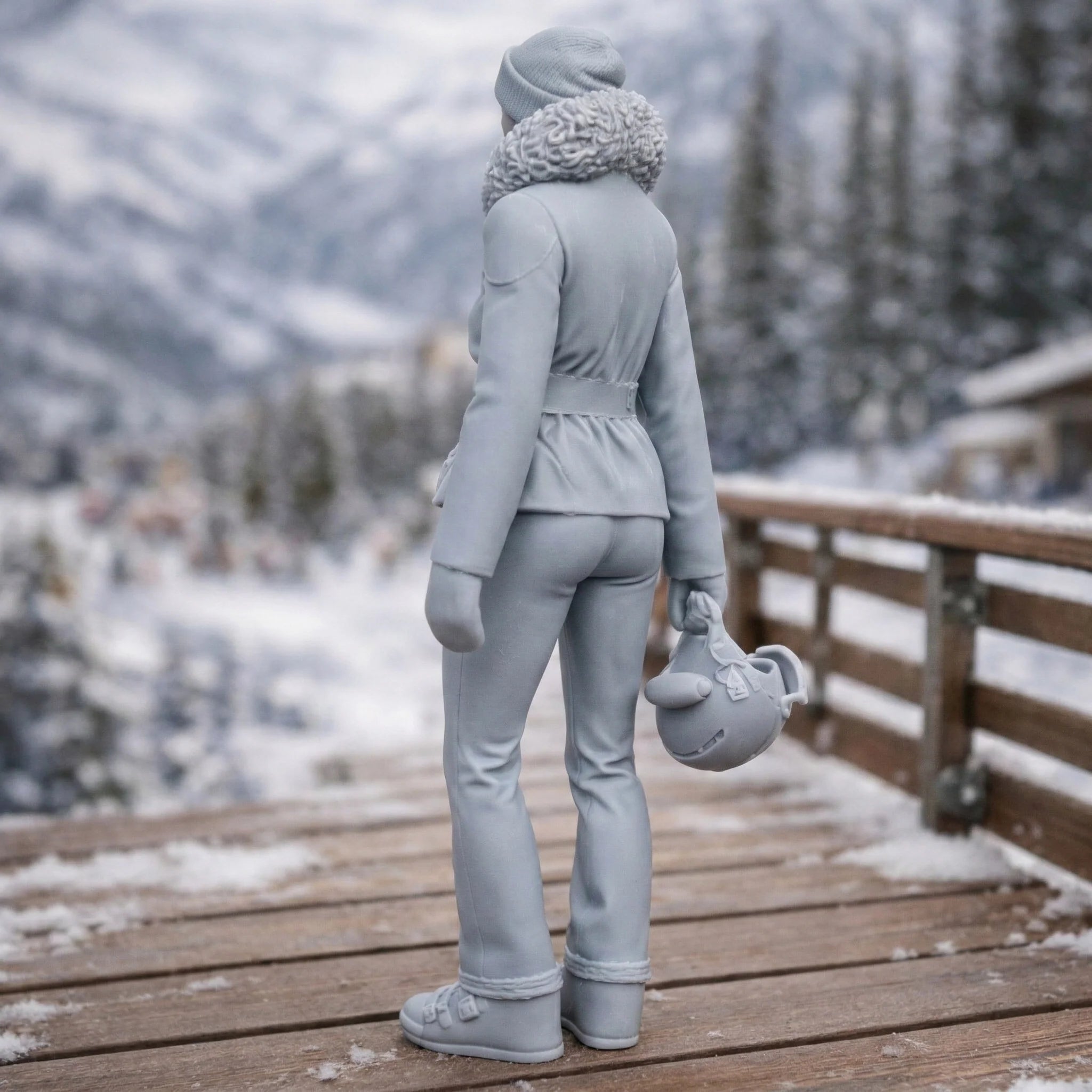 Professional Skier in Belted Two-Piece | Resin Figurine