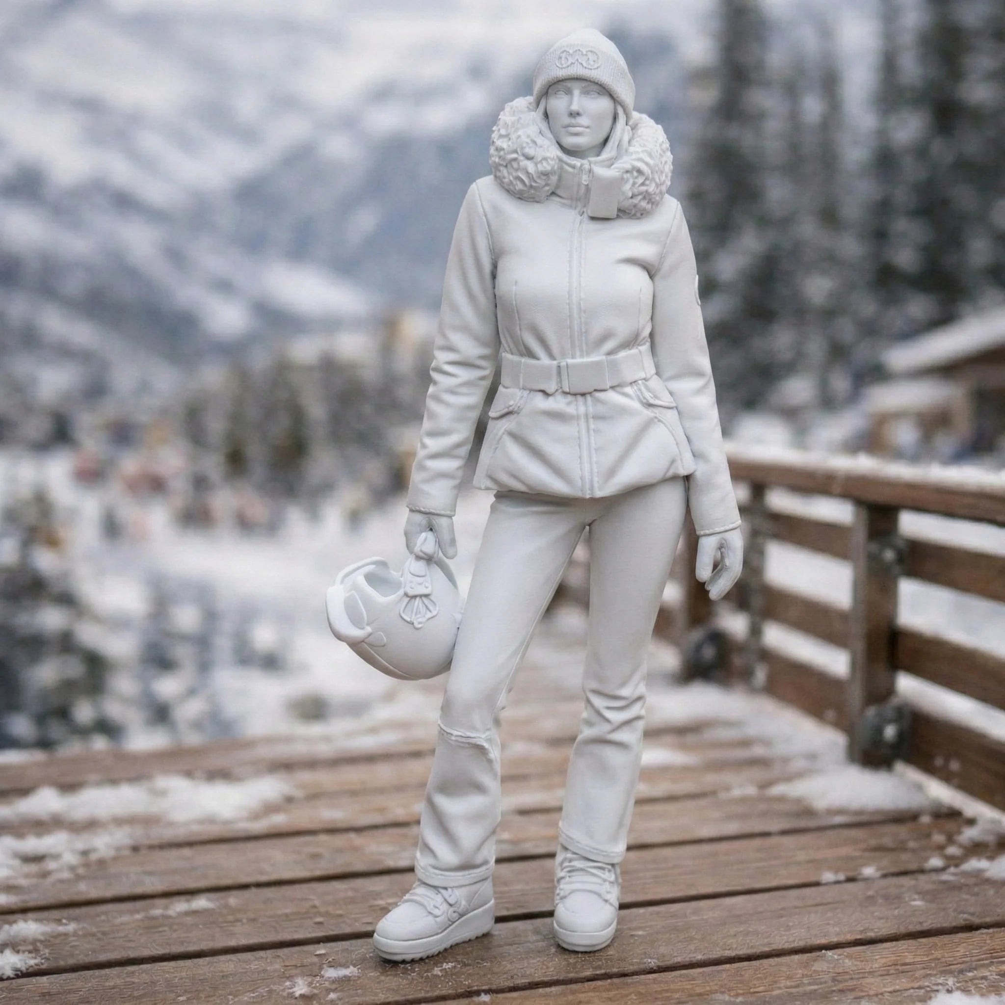 Professional Skier in Belted Two-Piece | Resin Figurine