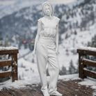 Relaxed Alpine Tourist in Cropped Hoodie & Sweatpants | Resin Figurine