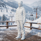 Contemporary Alpine Trekker in Insulated Puffer Jacket | Resin Figurine