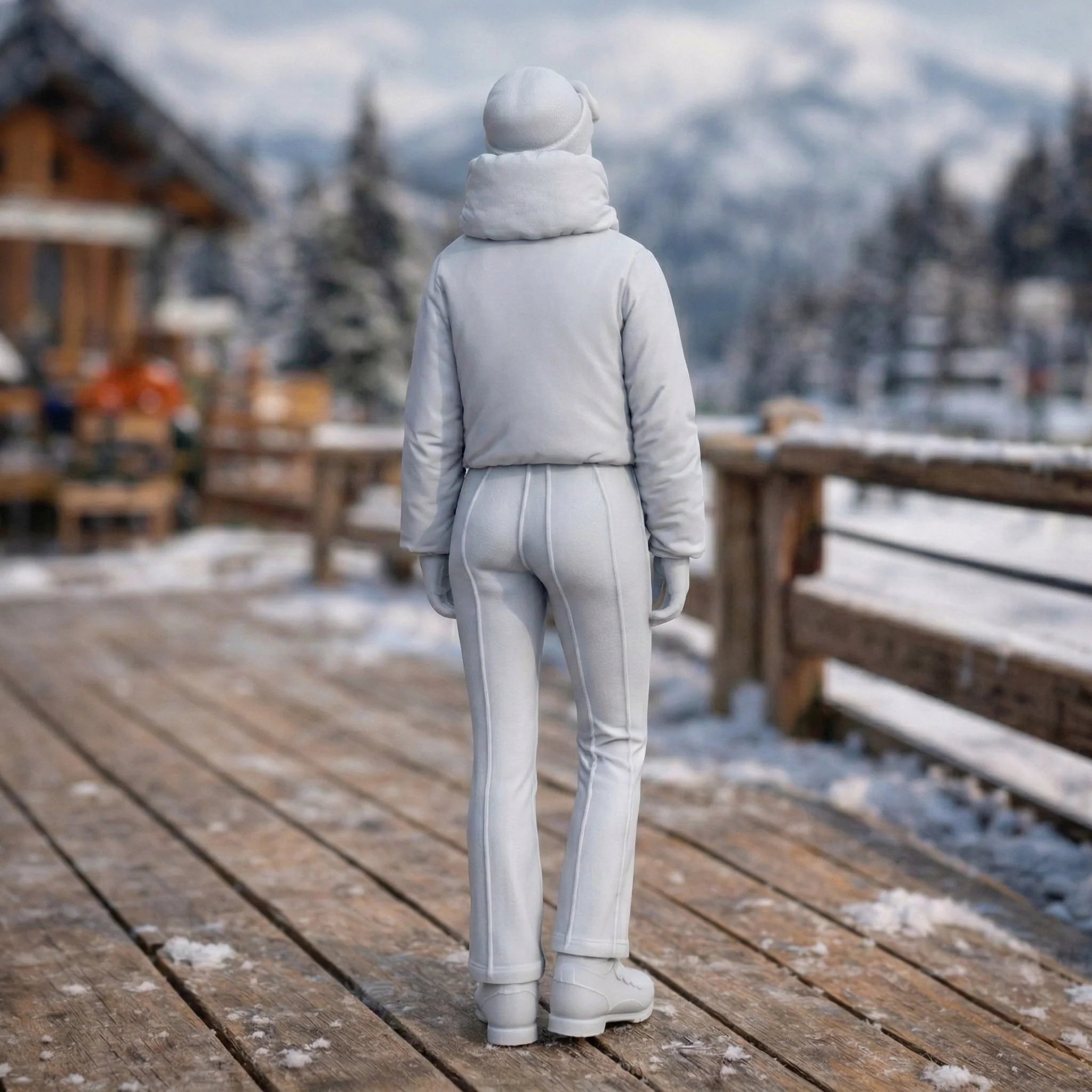 Professional Skier in Cropped Puffer | Resin Figurine