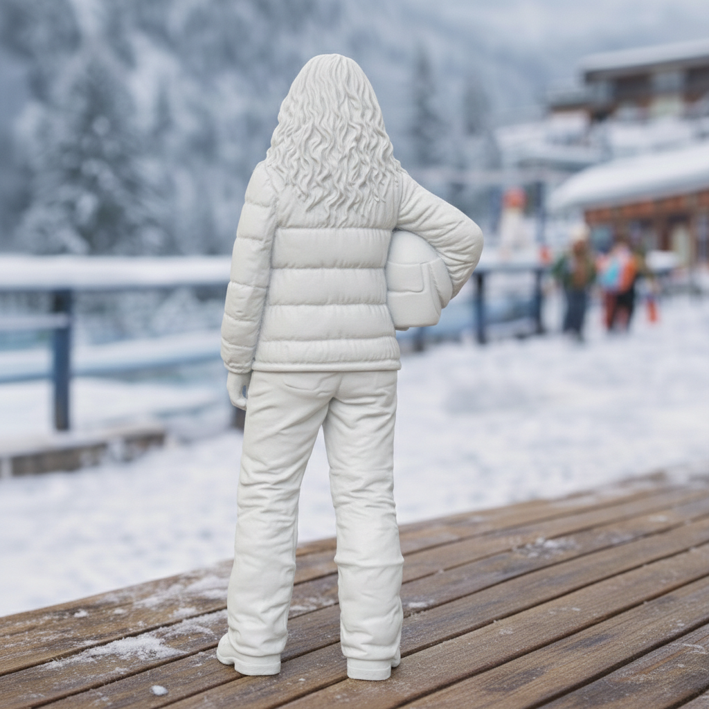 Professional Skier in Quilted Down Jacket | Resin Figurine