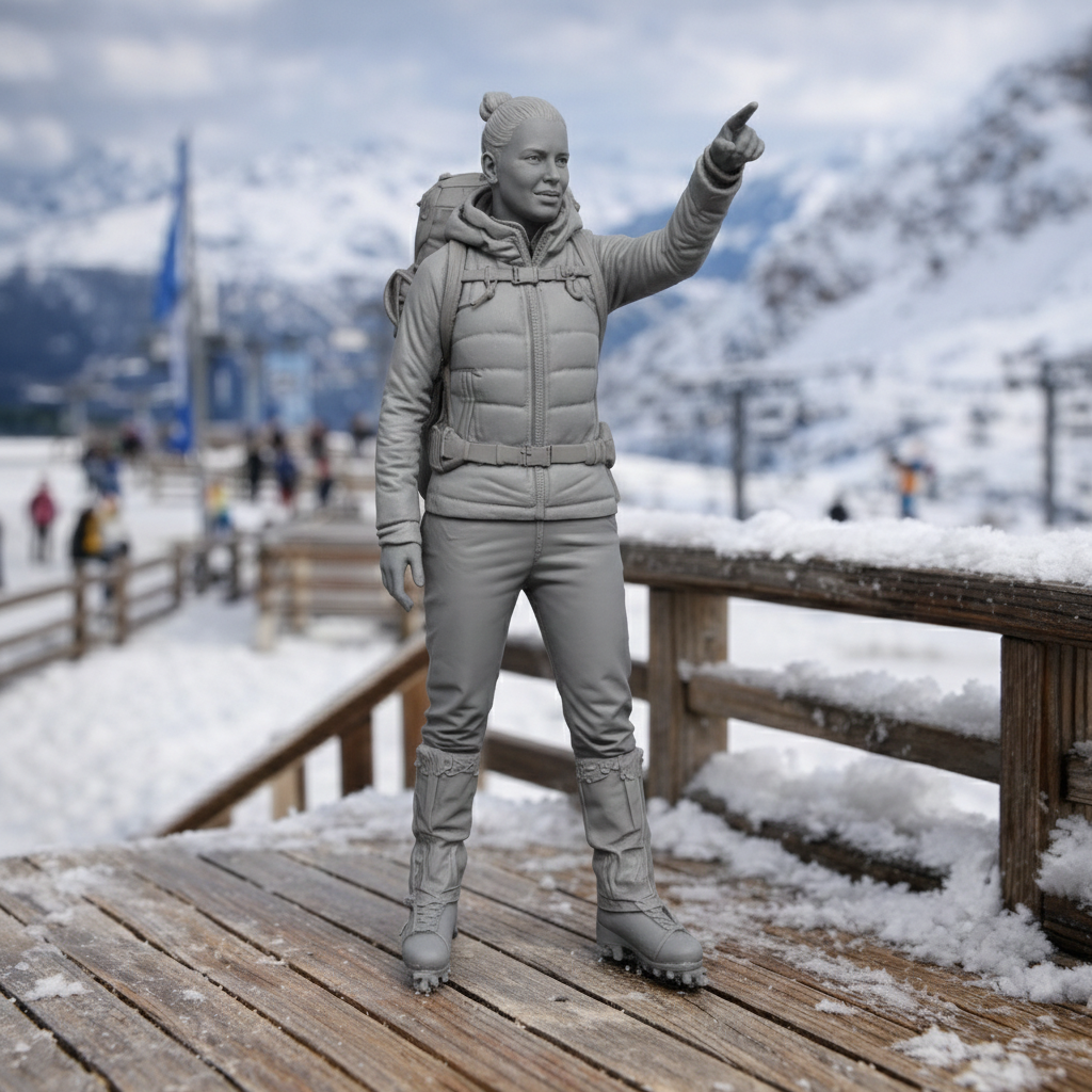 Elite Mountain Guide Pointing to Summit | Resin Figurine