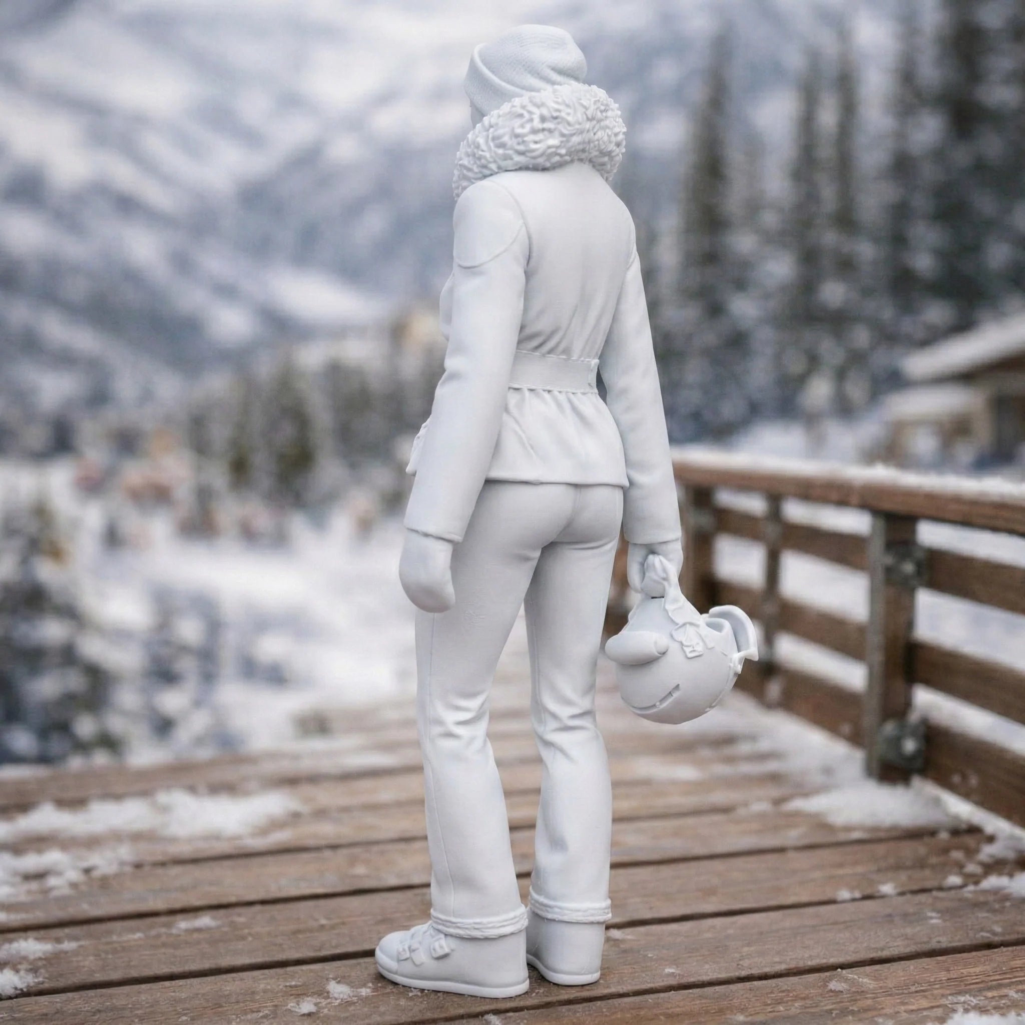 Professional Skier in Belted Two-Piece | Resin Figurine