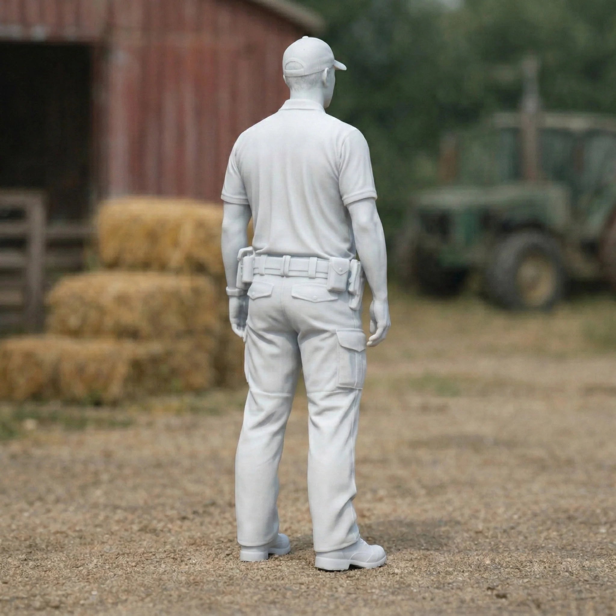 Rural Police Officer in Tactical Duty Wear | Scale Resin Farm Diorama Figurine