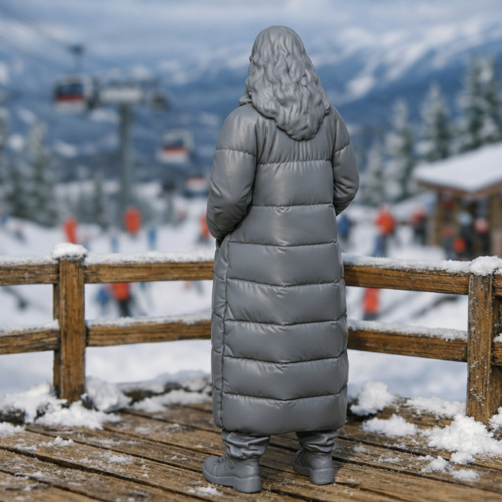 Editorial Winter Traveller in Maxi Puffer Coat | Resin Figurine
