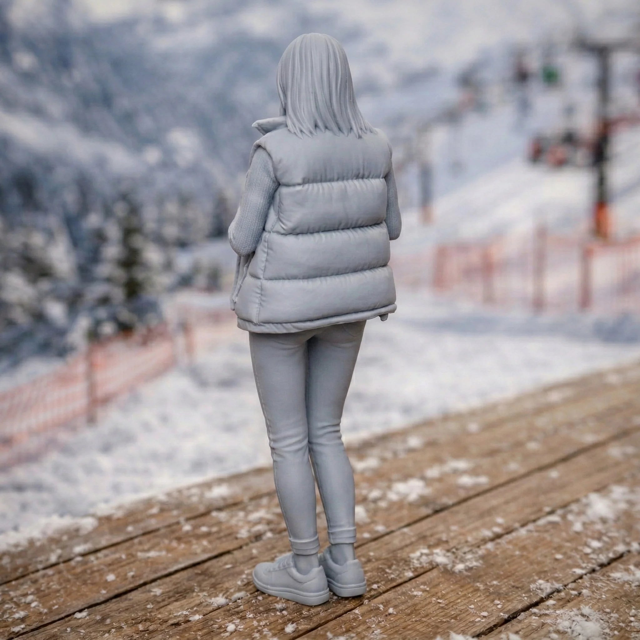 Alpine Tourist in Gilet & Performance Leggings | Resin Figurine