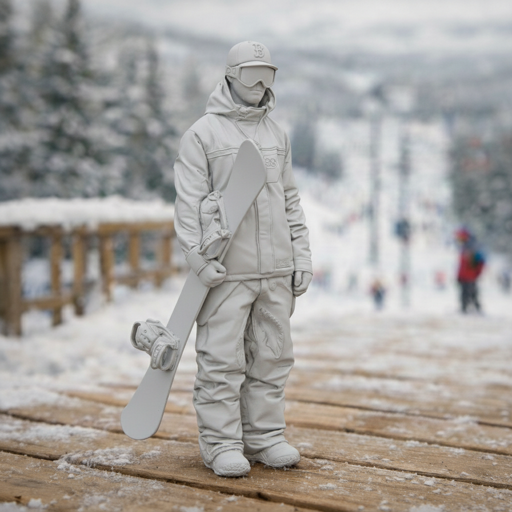 Freestyle Snowboarder in Oversized Tech-Wear | Resin Figurine