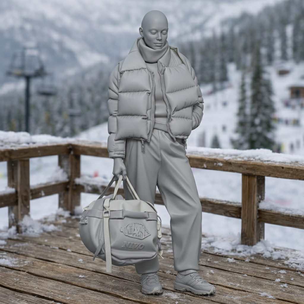Avant-Garde Tourist in Puffer Jacket & Joggers | Resin Figurine