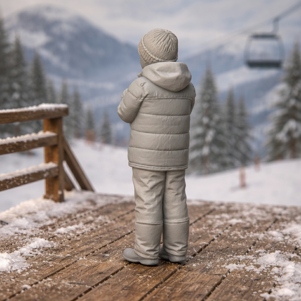Joyful Youth in Padded Winter Gear | Resin Figurine