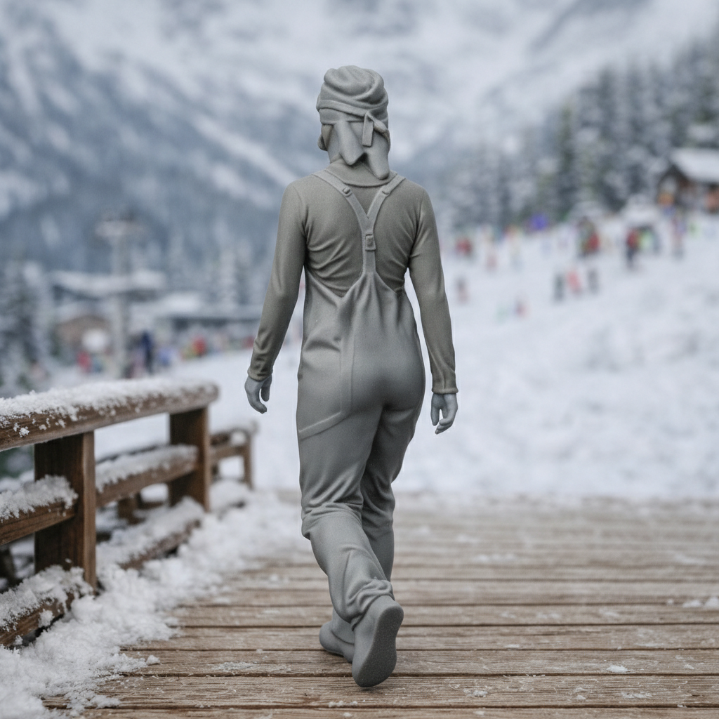 Pro Alpine Specialist in Heavy-Duty Salopettes | Resin Figurine