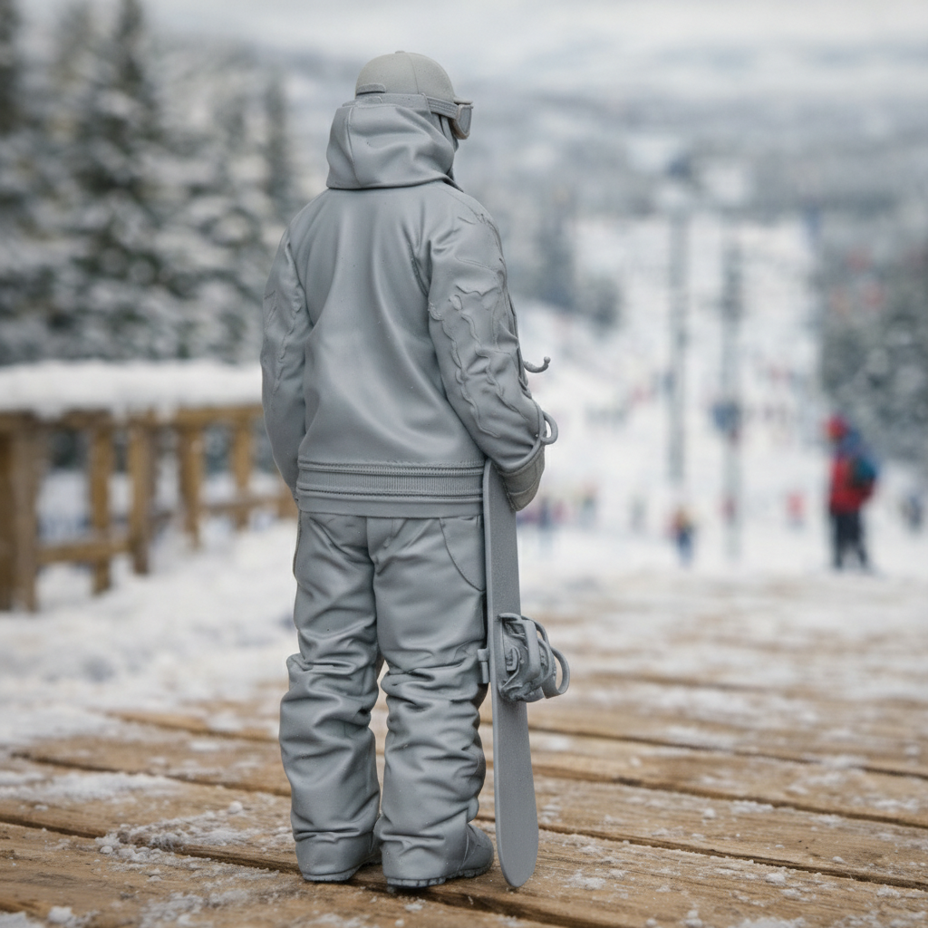 Freestyle Snowboarder in Oversized Tech-Wear | Resin Figurine