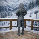 Mountain Lodge Hostess in Cable-Knit Sweater & Apron | Resin Figurine