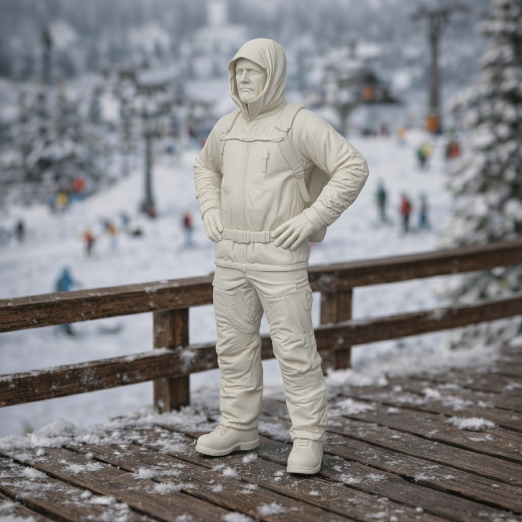 Professional Backcountry Guide in Hooded Expedition Shell | Resin Figurine