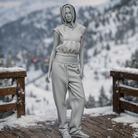 Relaxed Alpine Tourist in Cropped Hoodie & Sweatpants | Resin Figurine