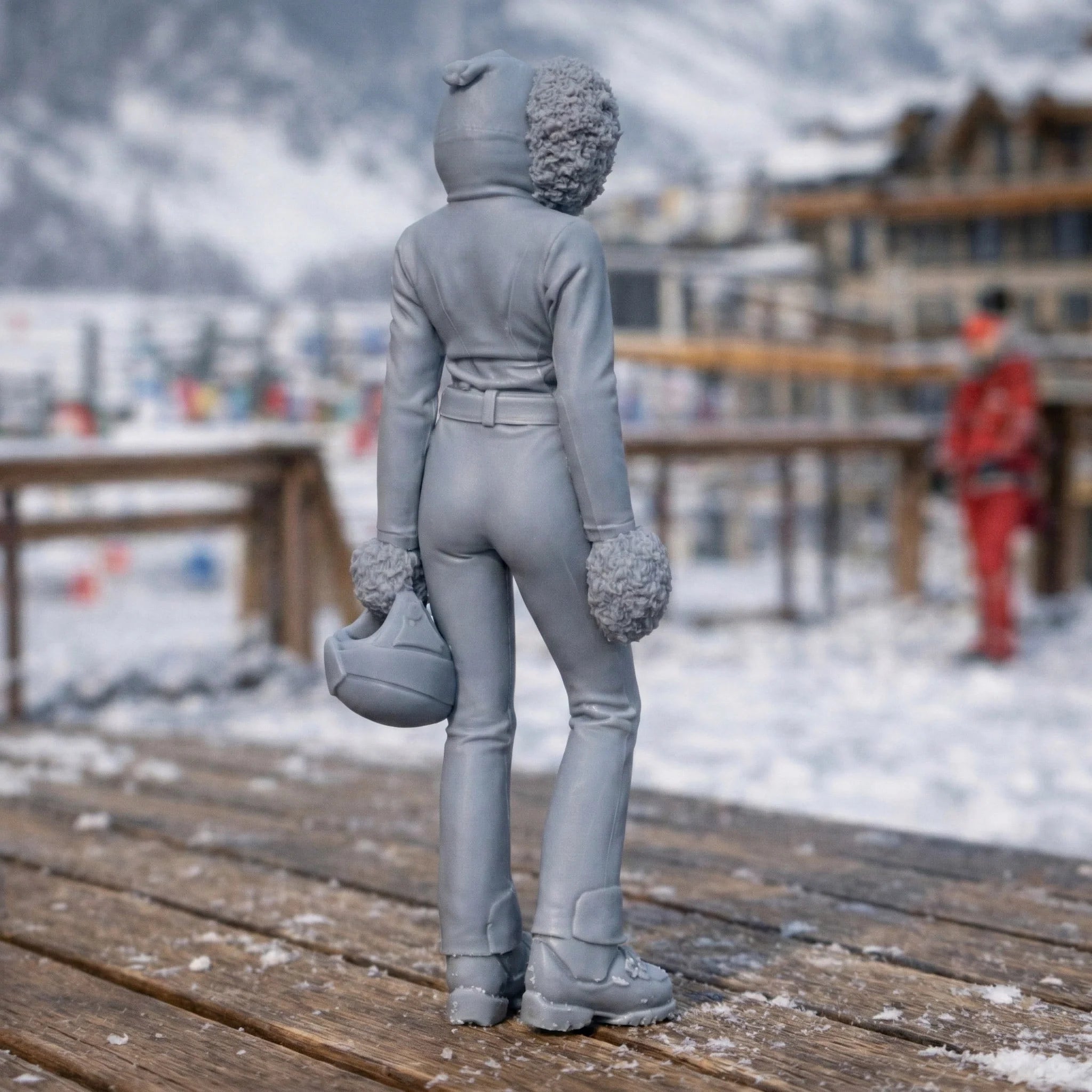 Professional Skier in Modern Softshell Onesie | Resin Figurine