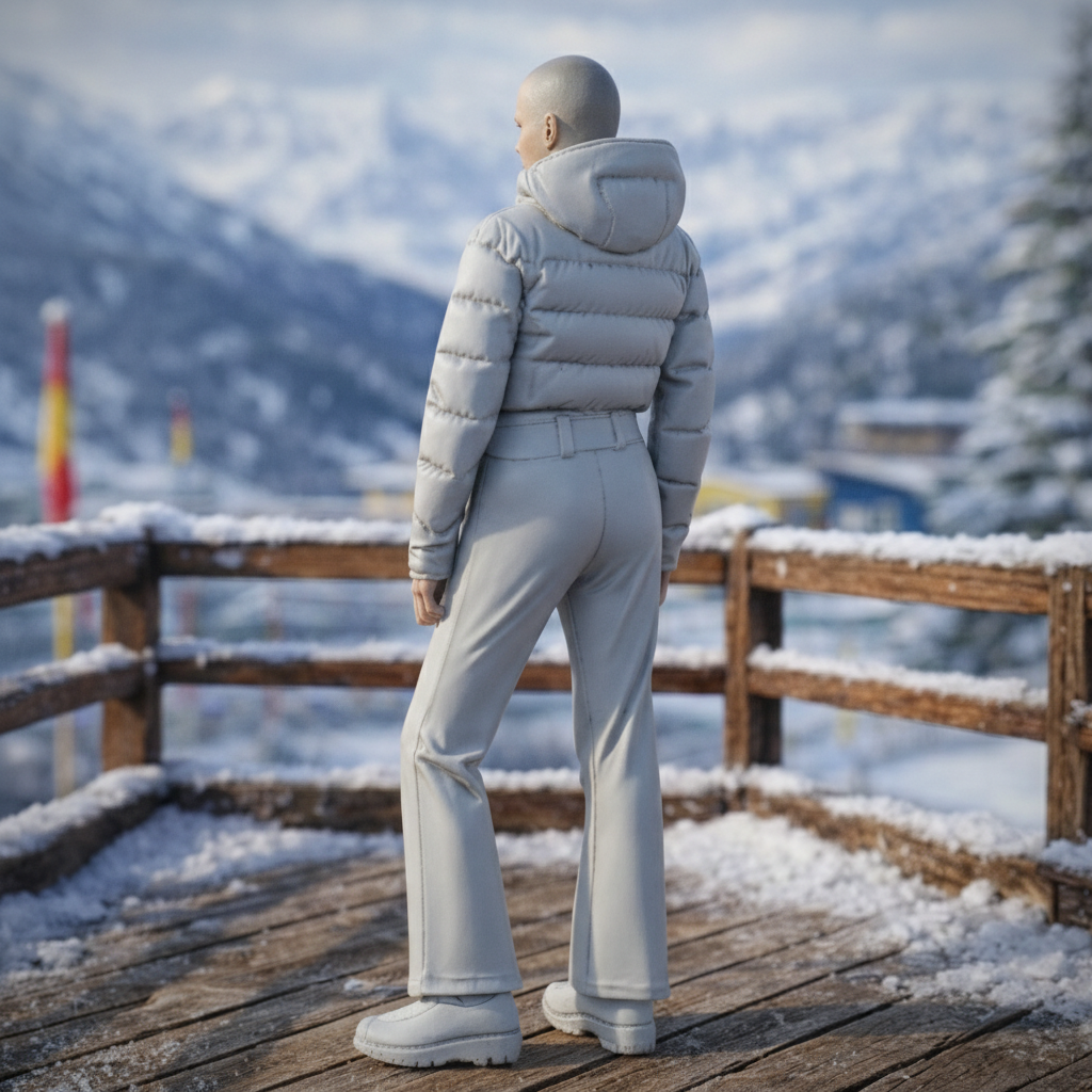Avant-Garde Tourist in Cropped Puffer | Resin Figurine