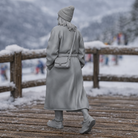 High-Fashion Tourist in Belted Maxi Coat | Resin Figurine