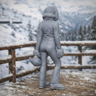 Professional Skier in One-Piece Suit with Fur-Trimmed Hood | Resin Figurine