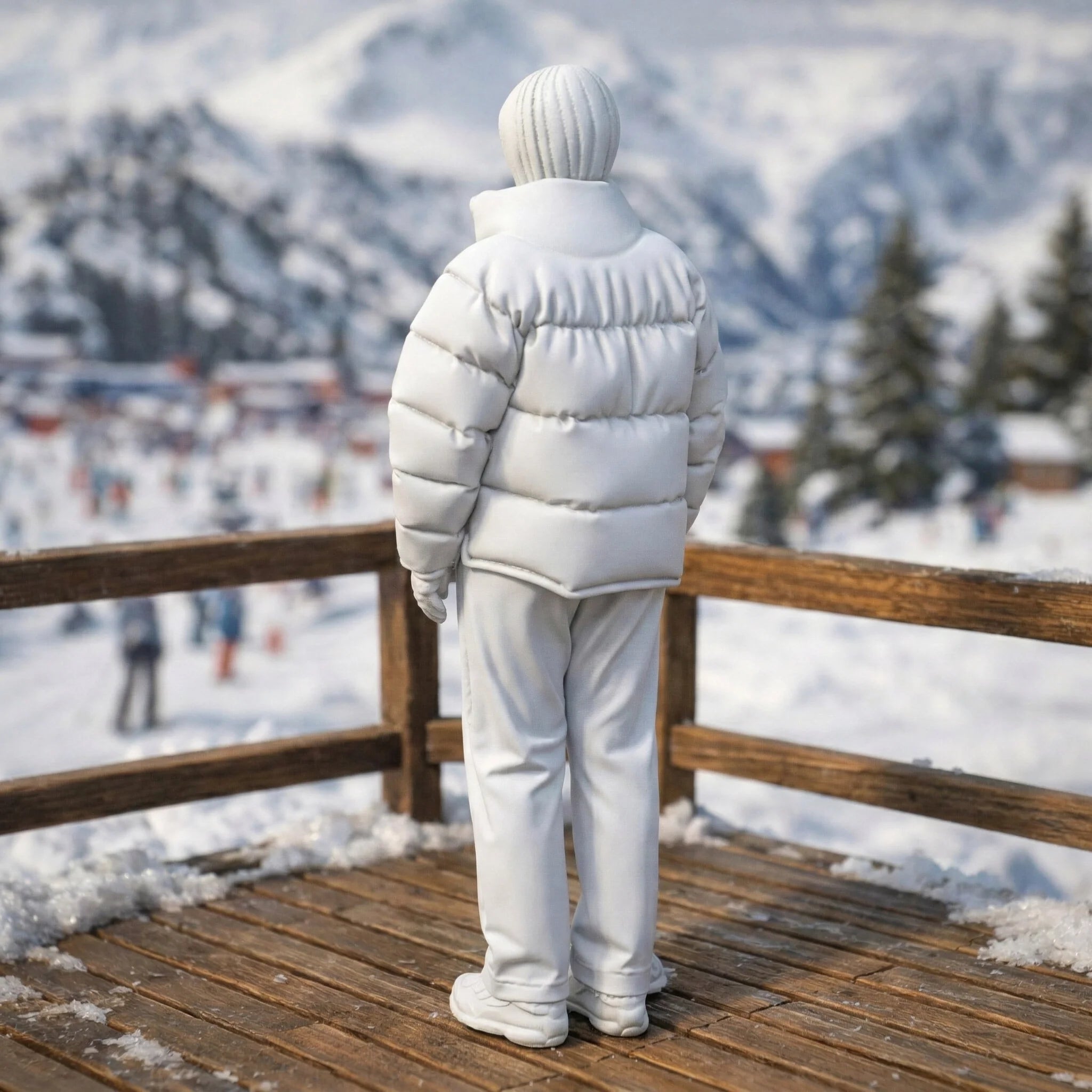Contemporary Winter Traveller in Puffer | Resin Figurine