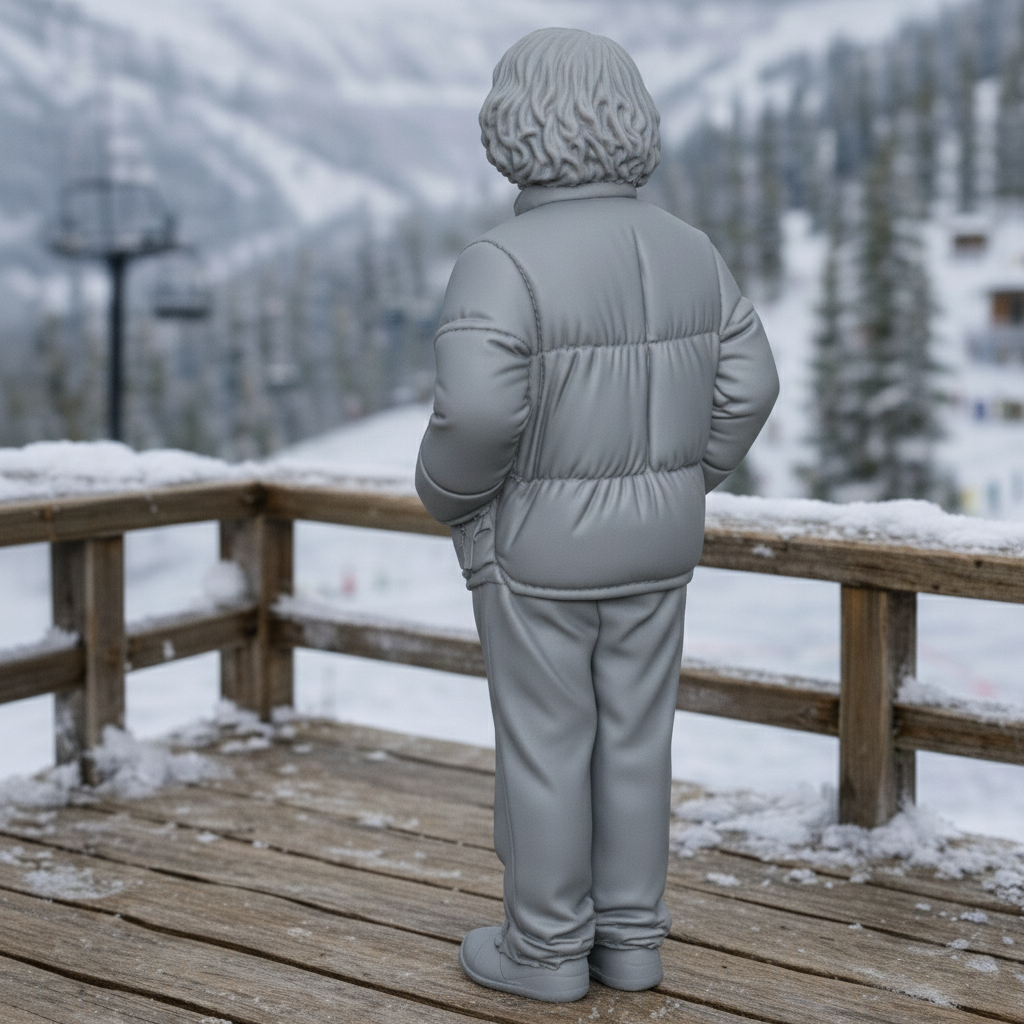 Junior Alpine Tourist in Puffer Jacket | Resin Figurine