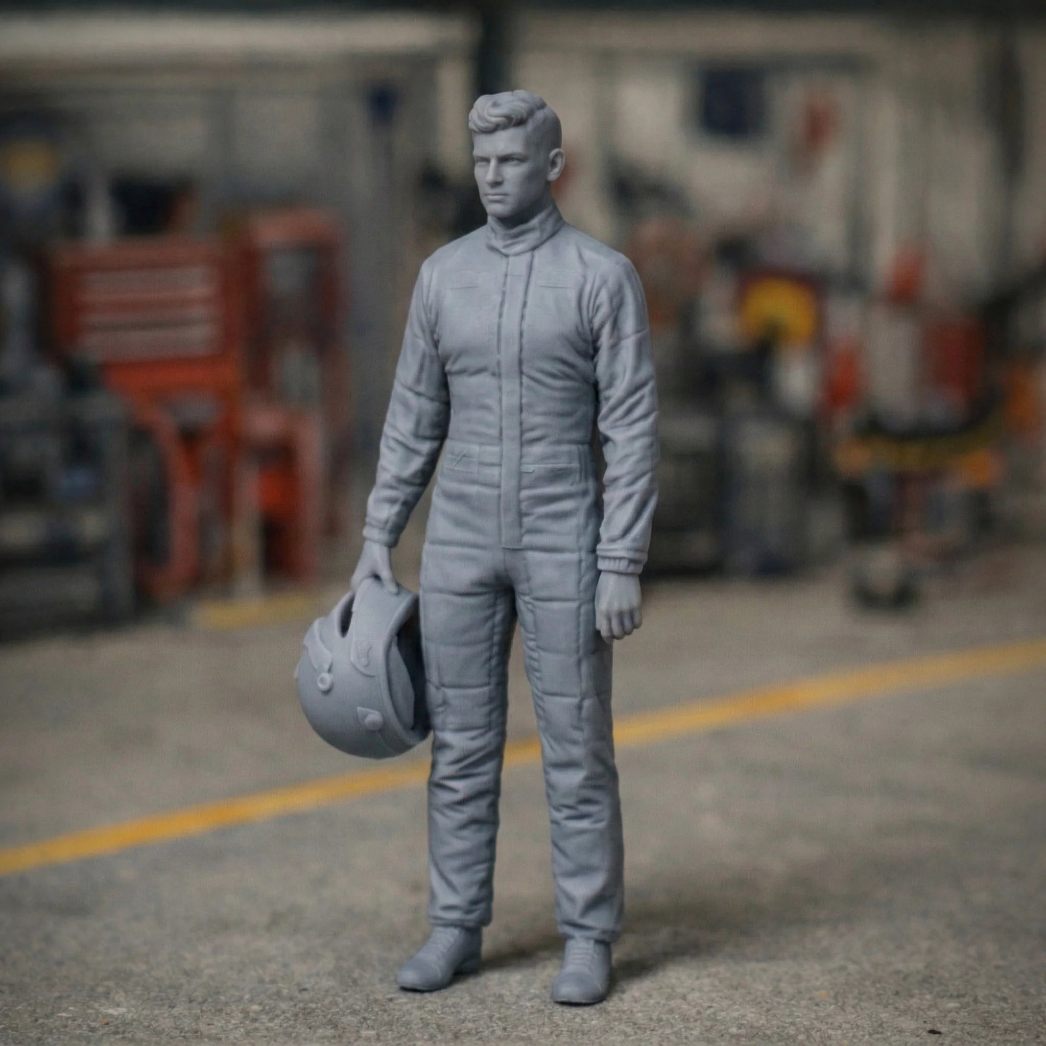 Professional GT Racing Driver in Technical Race Suit | Scale Resin Slot Car Diorama Figurine