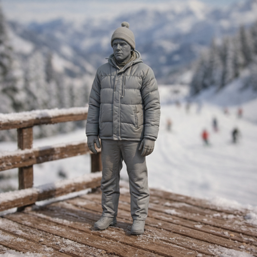 Mountain Explorer in Insulated Down Jacket | Resin Figurine