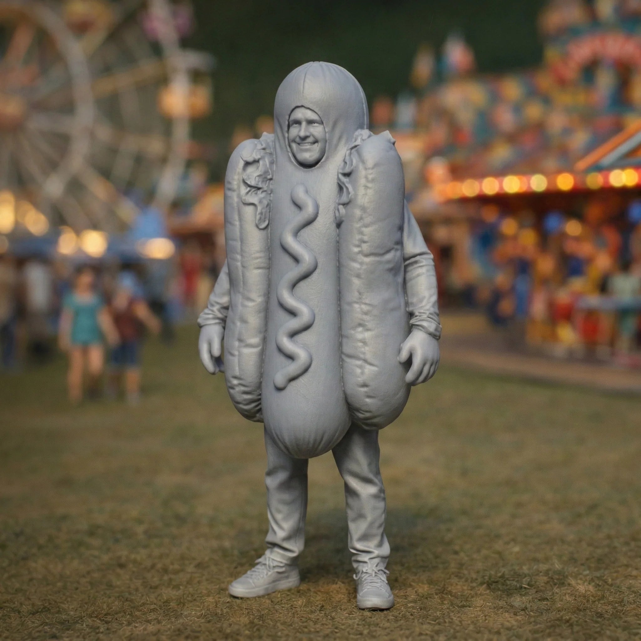 Fancy Dress Reveller in Hot Dog Costume | Resin Figurine