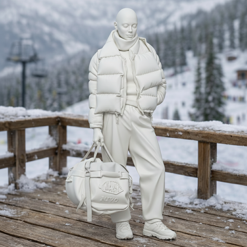 Avant-Garde Tourist in Puffer Jacket & Joggers | Resin Figurine