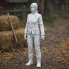 Professional Farmhand in Distressed Denim Utility Wear | Scale Resin Farm Diorama Figurine