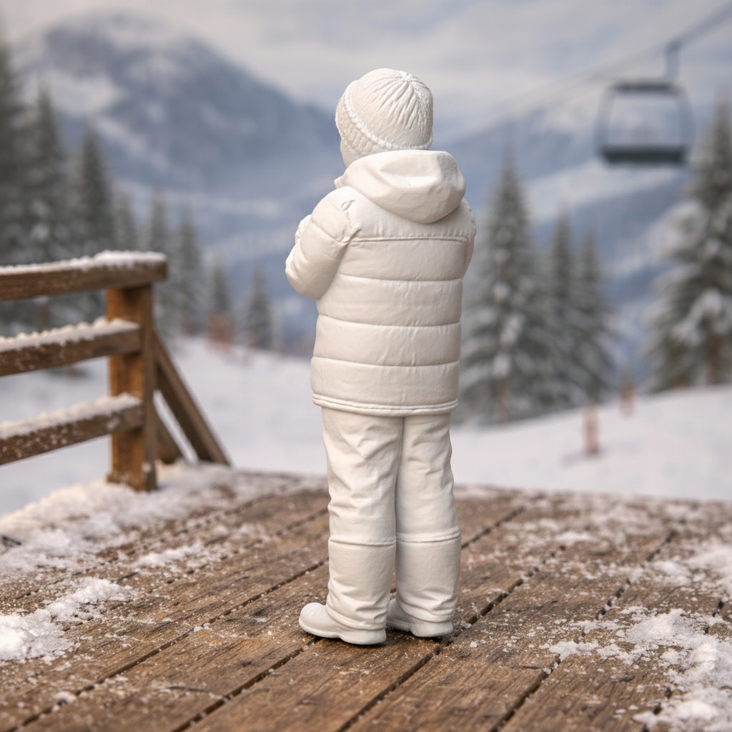 Joyful Youth in Padded Winter Gear | Resin Figurine