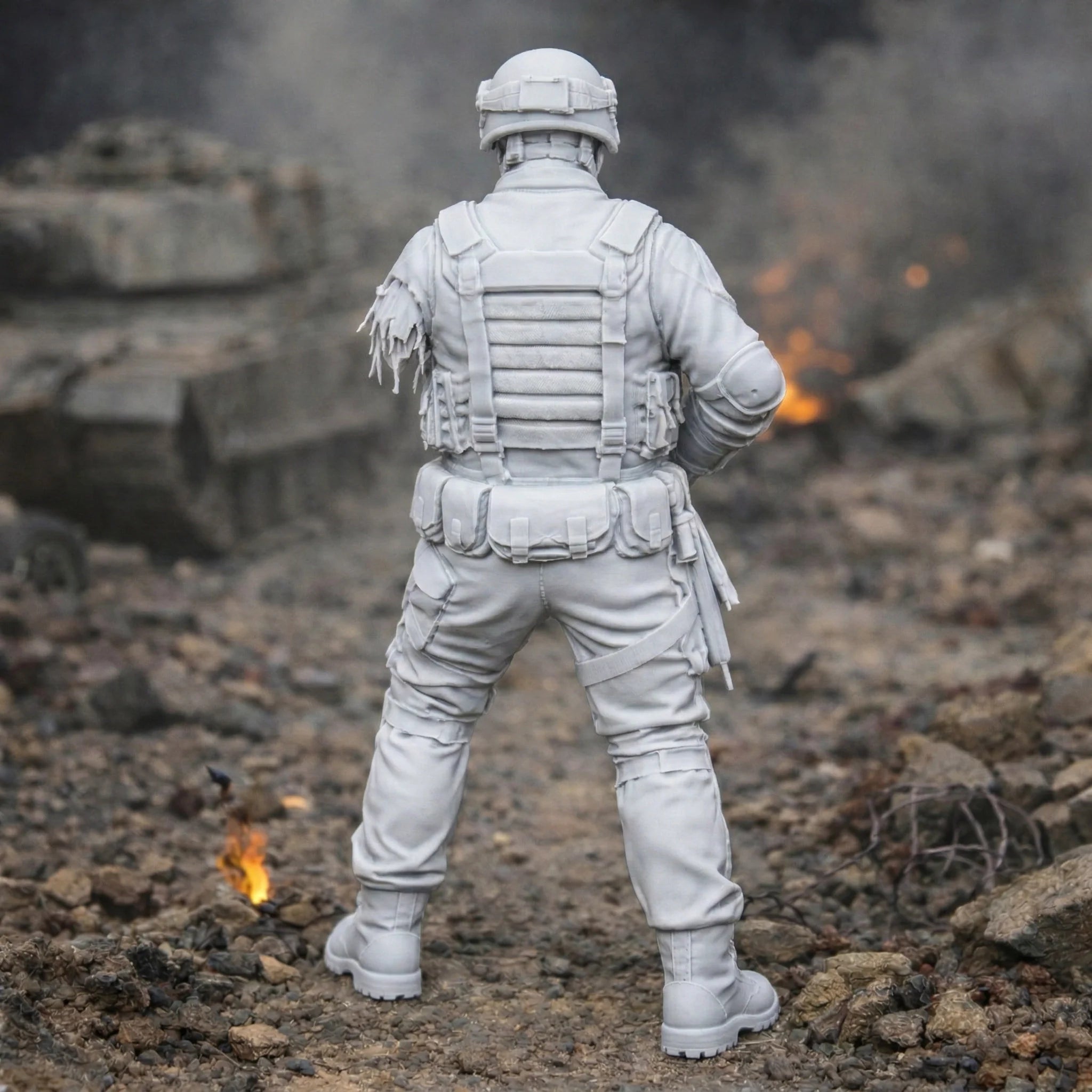 Resin Zombie Army Soldier Figurine | Scaled Resin Diorama Figurine