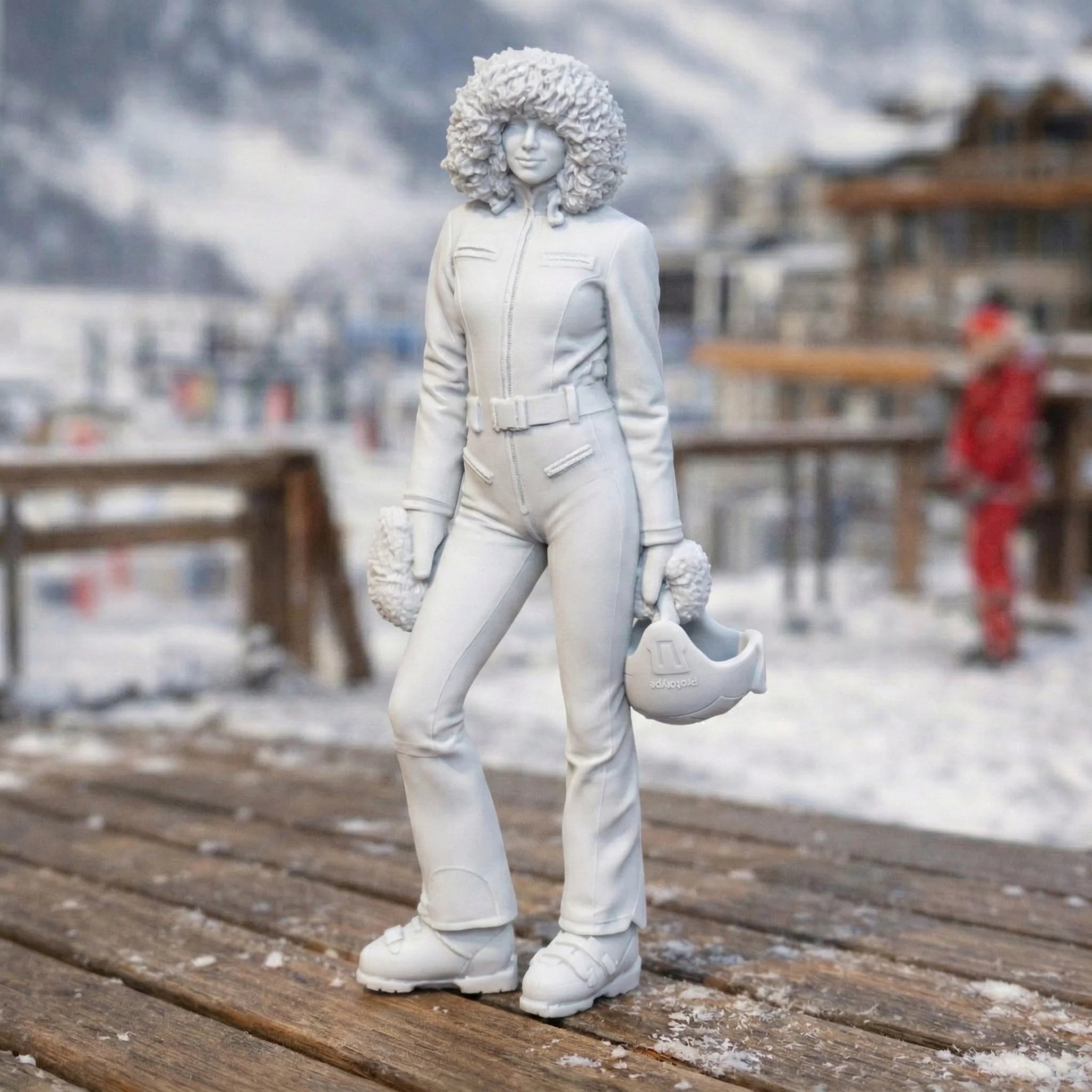 Professional Skier in Modern Softshell Onesie | Resin Figurine