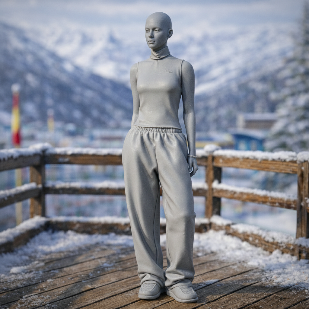 Avant-Garde Minimalist in Sleeveless Turtleneck | Resin Figurine