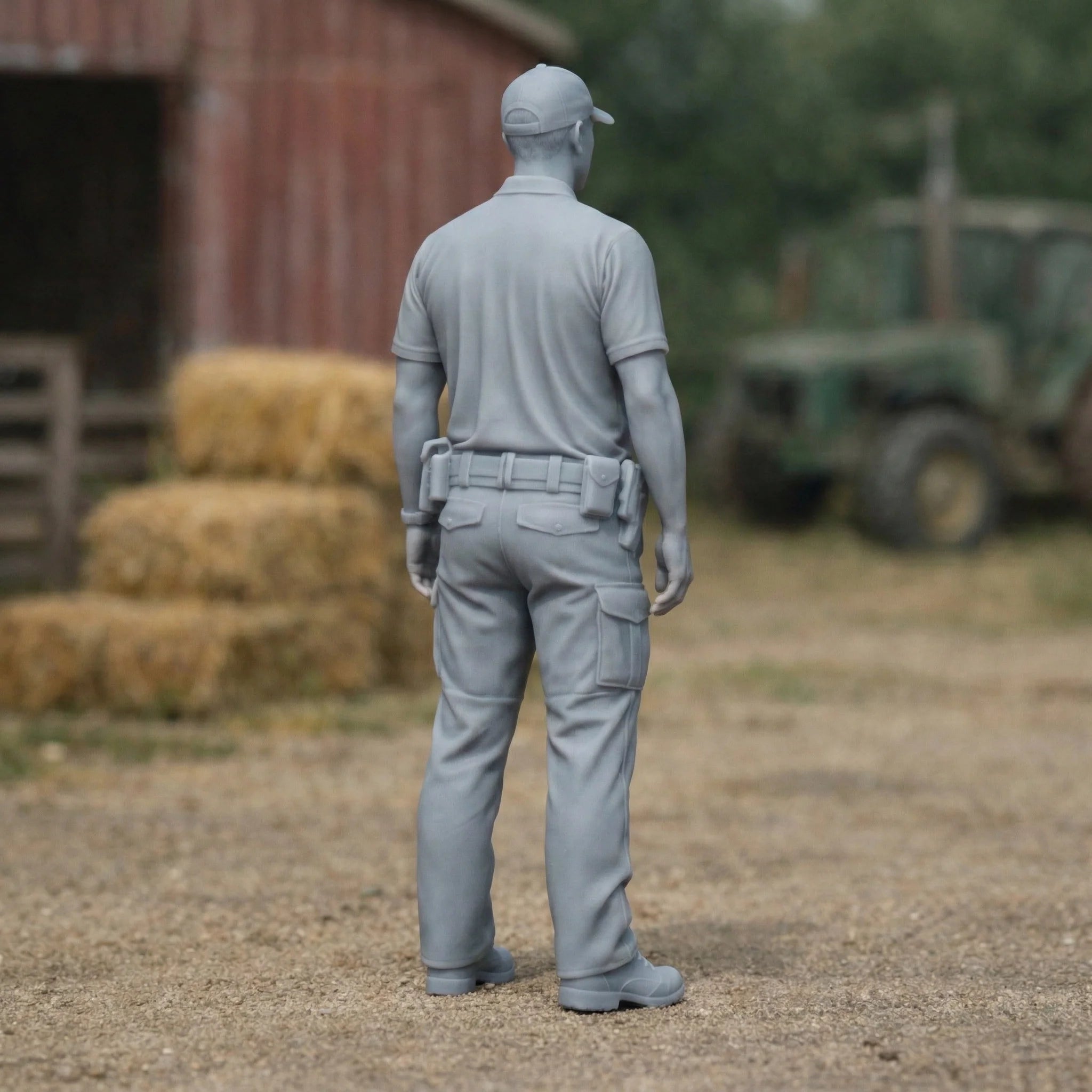 Rural Police Officer in Tactical Duty Wear | Scale Resin Farm Diorama Figurine