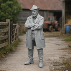 Heritage Farmhand in Waxed Duster & Akubra Hat | Scale Resin Farm Diorama Figurine