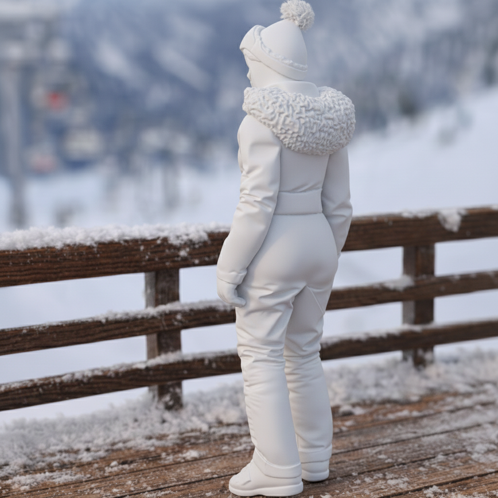 Retro Alpine Skier in Belted One-Piece Suit | Resin Figurine