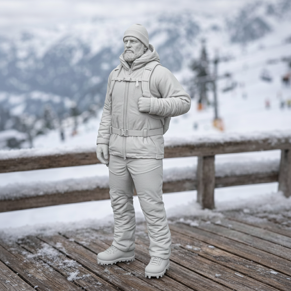 Seasoned Mountaineer in Technical Expedition Gear | Resin Figurine