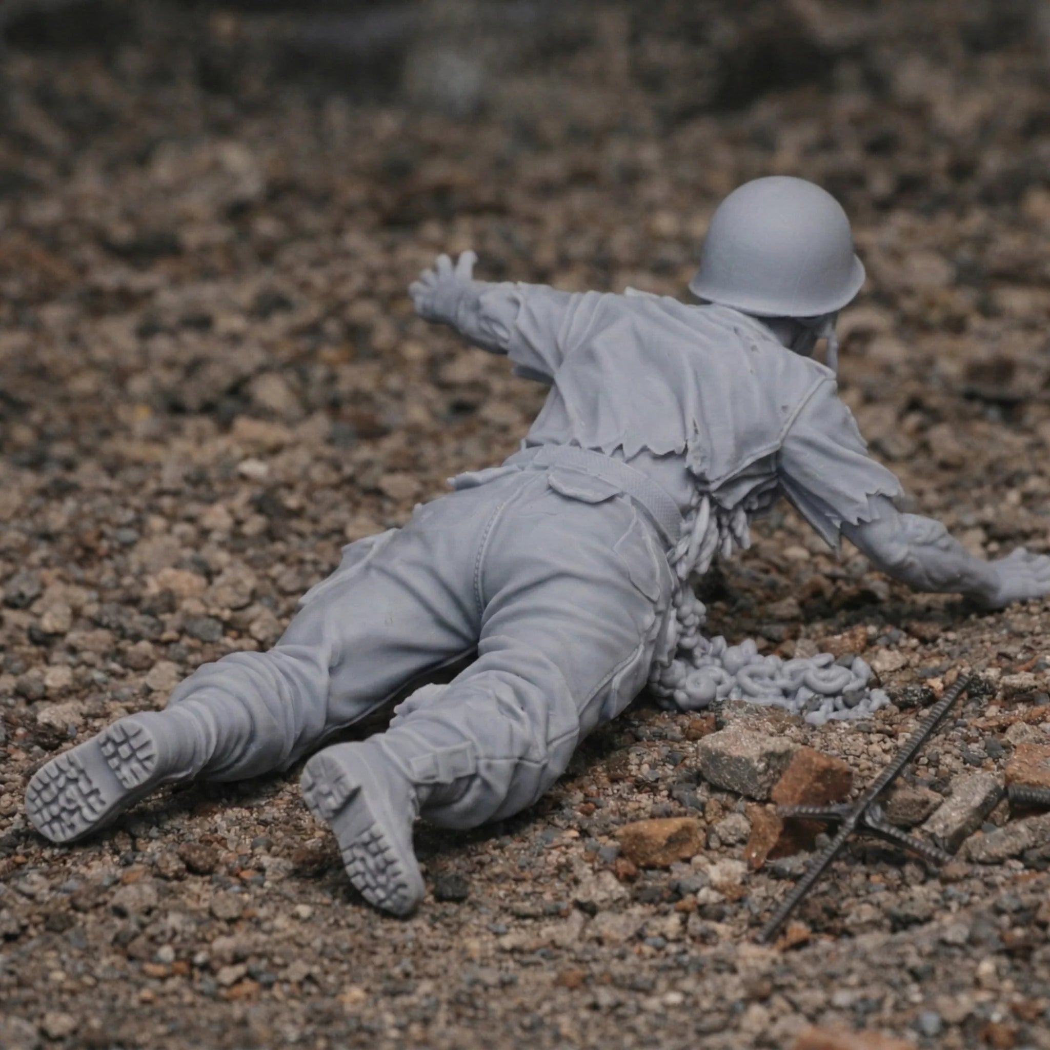 Resin Injured Zombie Soldier Figurine | Scaled Resin Diorama Figurine