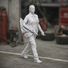 Professional Trackside Marshal in High-Visibility Safety Gear | Scale Resin Slot Car Diorama Figurine