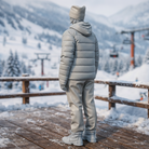 Contemporary Alpine Trekker in Insulated Puffer Jacket | Resin Figurine