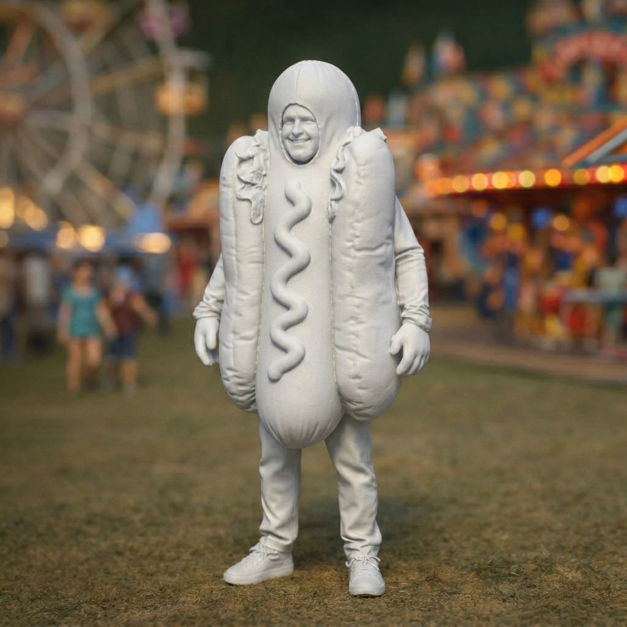 Fancy Dress Reveller in Hot Dog Costume | Resin Figurine
