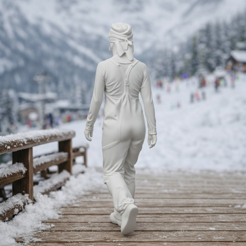 Pro Alpine Specialist in Heavy-Duty Salopettes | Resin Figurine