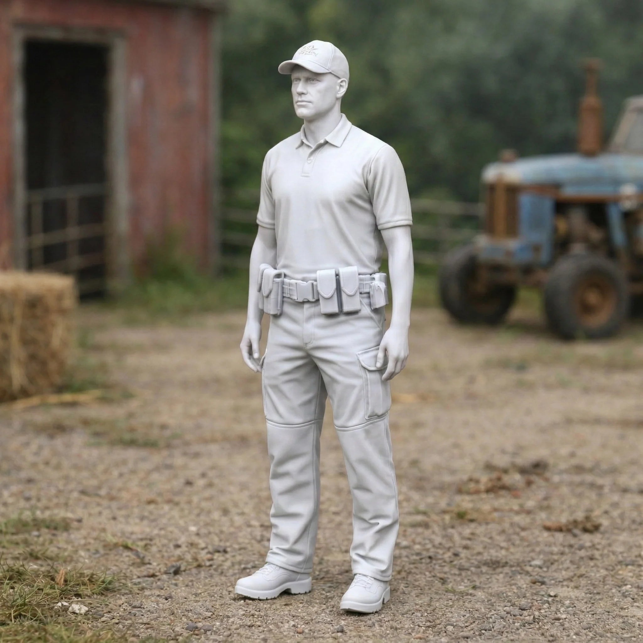 Rural Police Officer in Tactical Duty Wear | Scale Resin Farm Diorama Figurine